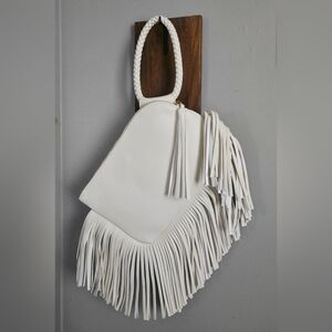 Elegant White Fringe Handbag